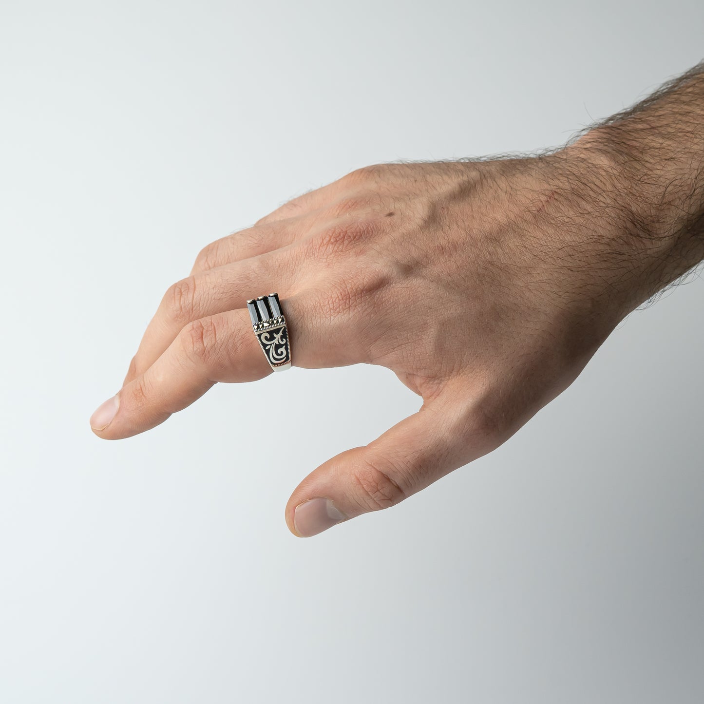Triad Brilliance – Handcrafted 925 Silver Ring with Zircon Accents