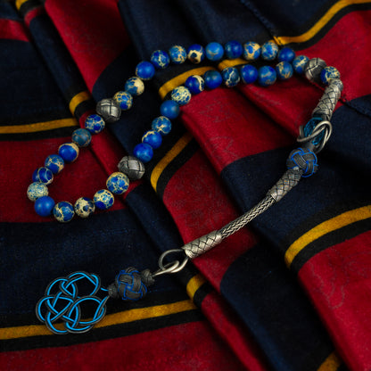 Azure Legacy – Variscite Stone Father-Son Tasbih Set with Sterling Silver Trabzon-Style Kazaz Tassels