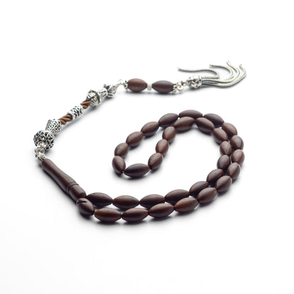 Desert Core – Kuka Wood Prayer Beads with Sterling Silver Tassel