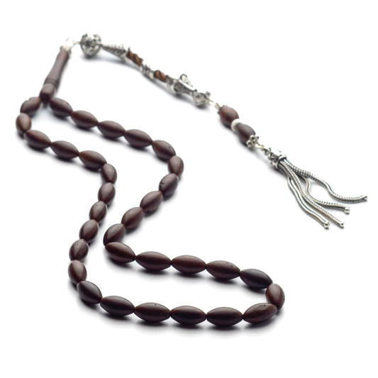 Desert Core – Kuka Wood Prayer Beads with Sterling Silver Tassel