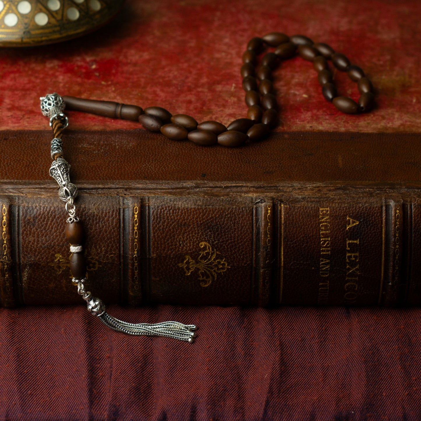 Desert Core – Kuka Wood Prayer Beads with Sterling Silver Tassel