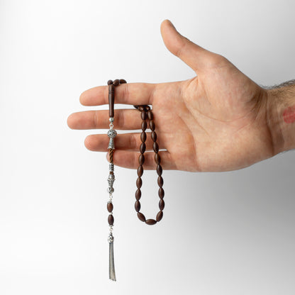 Desert Core – Kuka Wood Prayer Beads with Sterling Silver Tassel