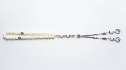Lunar Grace – Mother of Pearl Tasbih with Sterling Silver Tassel