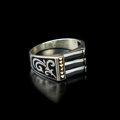 Triad Brilliance – Handcrafted 925 Silver Ring with Zircon Accents