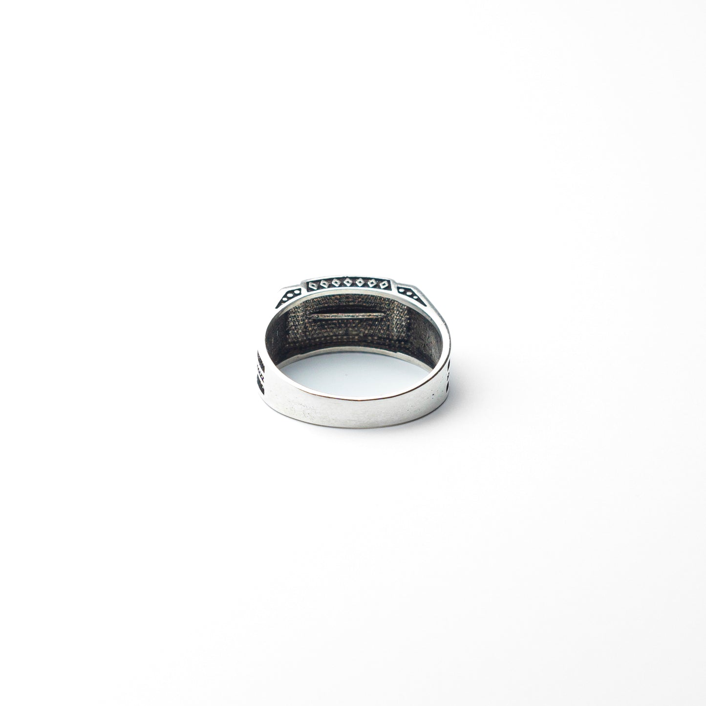 Aegean Echo – Enamel Meander 925 Sterling Silver Ring