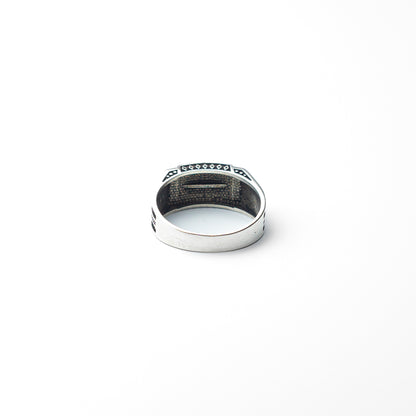 Aegean Echo – Enamel Meander 925 Sterling Silver Ring