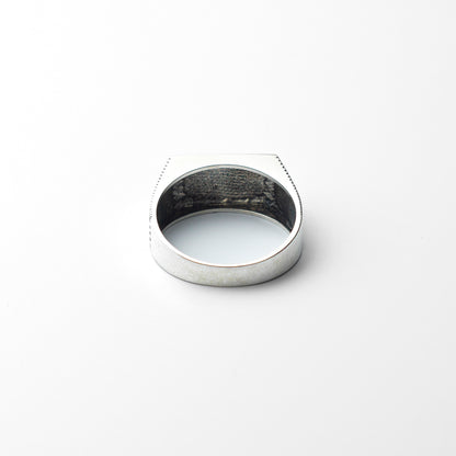 Twin Sigil – Enamel & Baguette Sterling Silver Ring